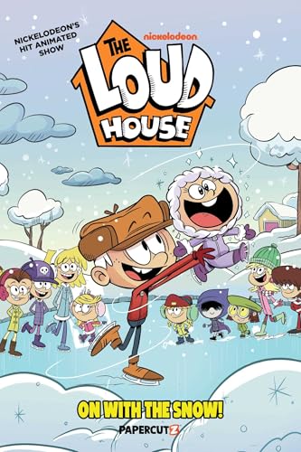 The Loud House characters ice skating in a snowy winter landscape on a book cover.