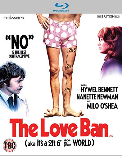 “The Love Ban” Blu-ray cover with actors and quirky imagery.