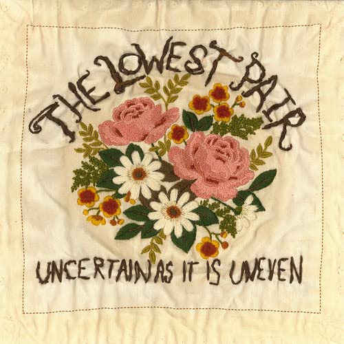 Embroidered CD cover with floral design and text: "The Lowest Pair.