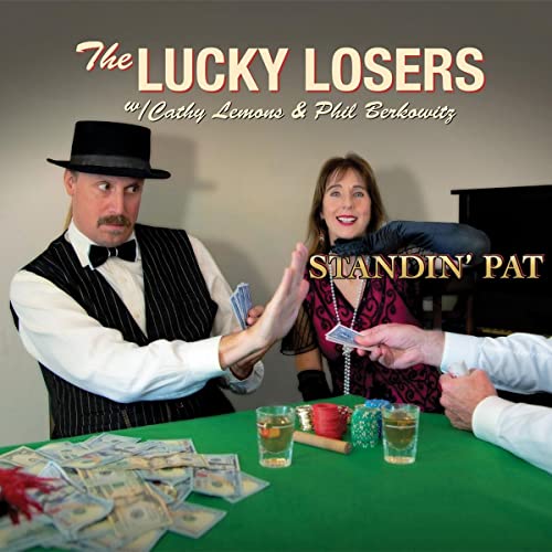 CD cover for “Standin’ Pat” featuring two people at a poker table.