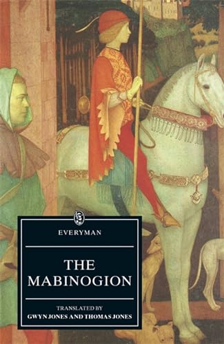 Book cover: "The Mabinogion" with medieval illustration of a knight on horseback.