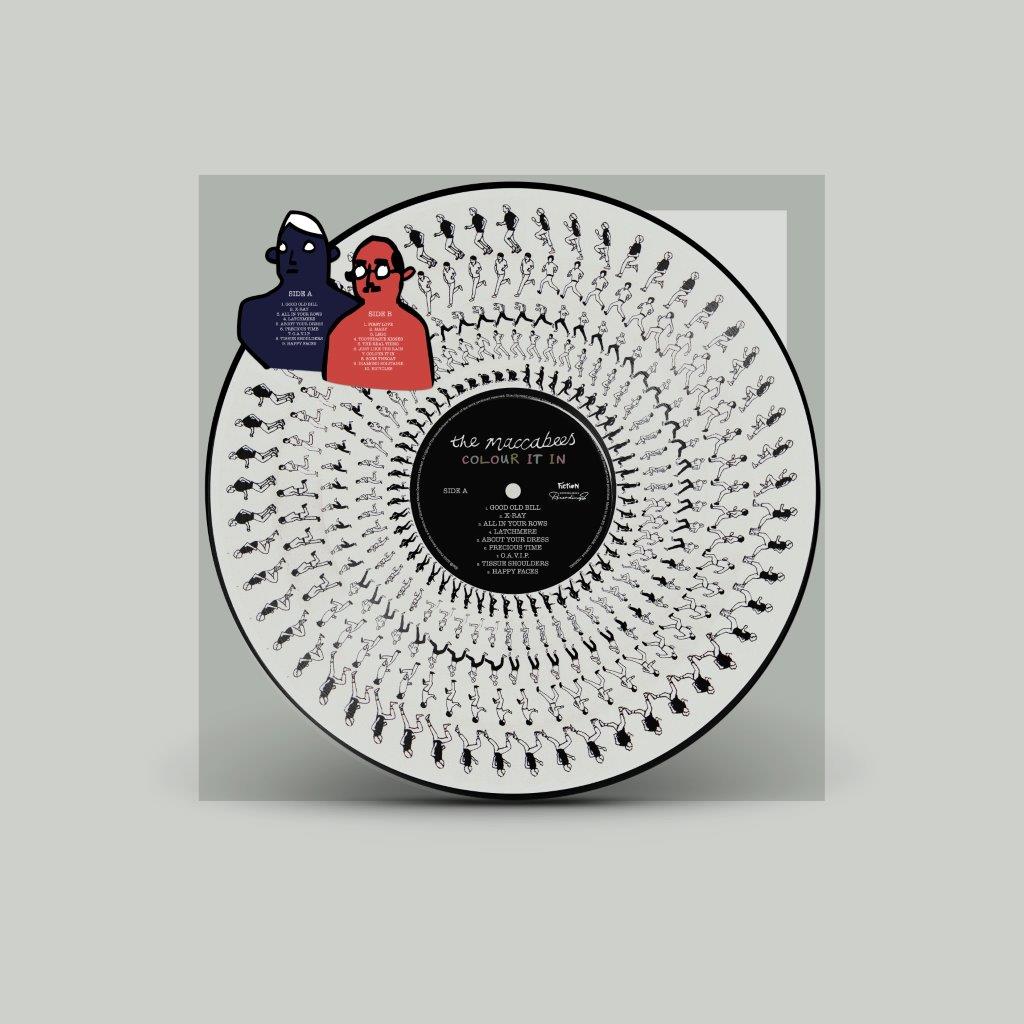 Vinyl record for The Maccabees’ “Colour It In” album, featuring illustrated silhouettes.