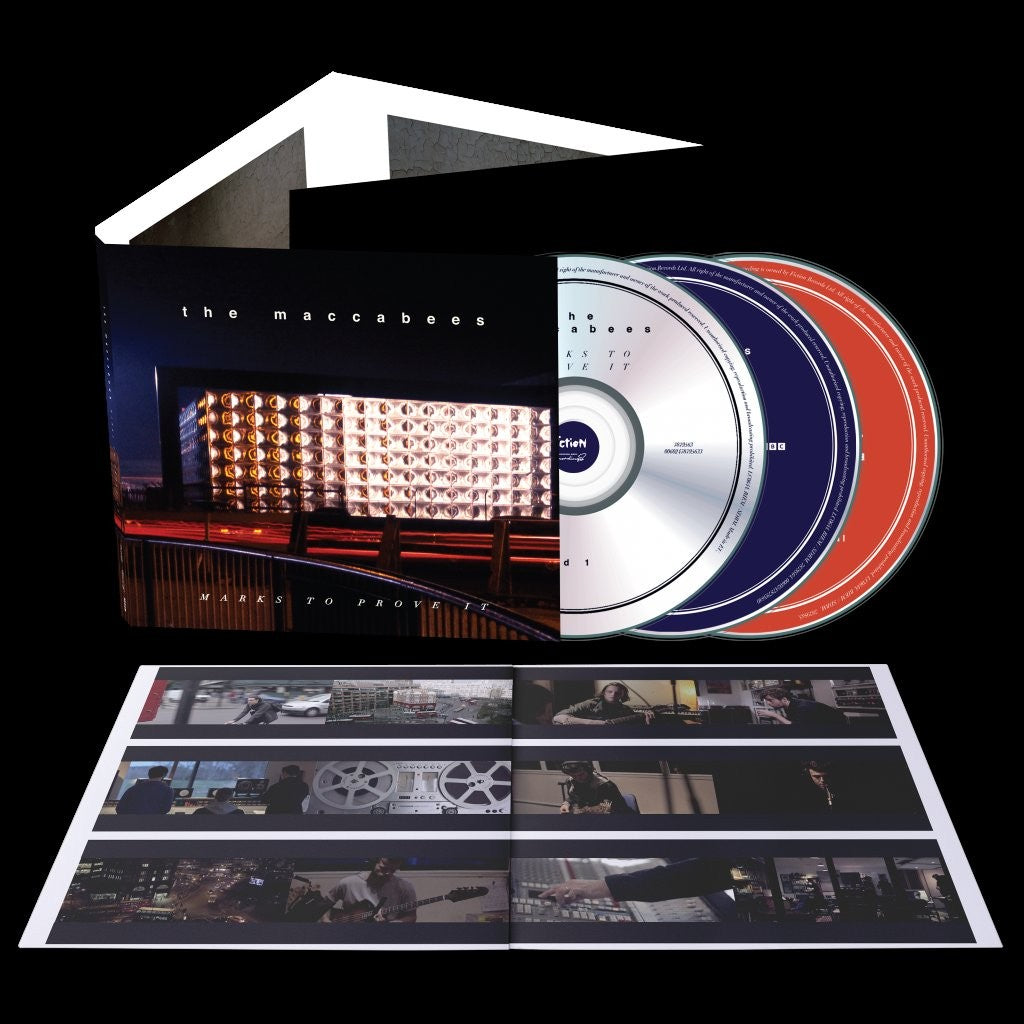 The Maccabees "Marks To Prove It" CD packaging with band photos and artwork.