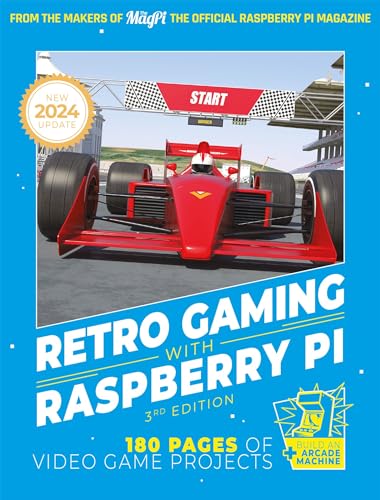 Book cover featuring a red racing car and text: "Retro Gaming with Raspberry Pi".