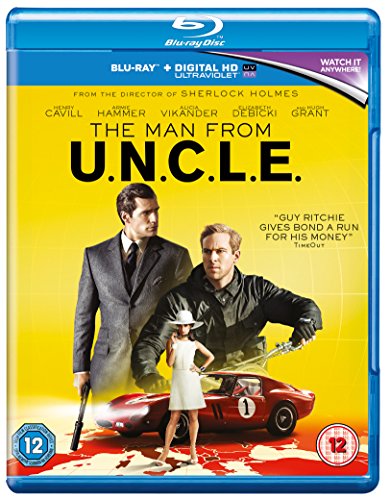 Blu-ray cover for "The Man From U.N.C.L.E." featuring Henry Cavill and Armie Hammer.