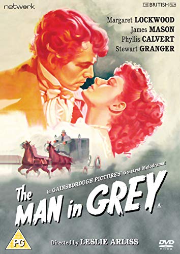 DVD cover for “The Man in Grey” featuring a couple and horses.