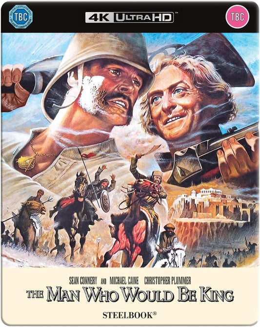 SteelBook cover for "The Man Who Would Be King" with Sean Connery and Michael Caine.