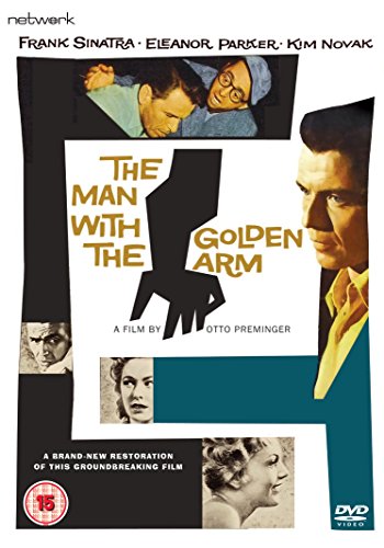 1955 film poster for "The Man With The Golden Arm" featuring Sinatra.