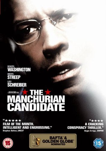 DVD cover for "The Manchurian Candidate" featuring Denzel Washington’s face.