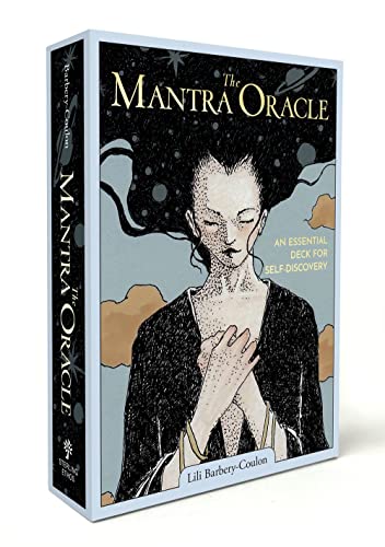 Boxed oracle card deck with illustration of a person and celestial motifs.
