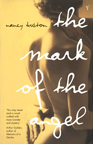 Book cover: woman’s back, title “The Mark of the Angel” in white text.