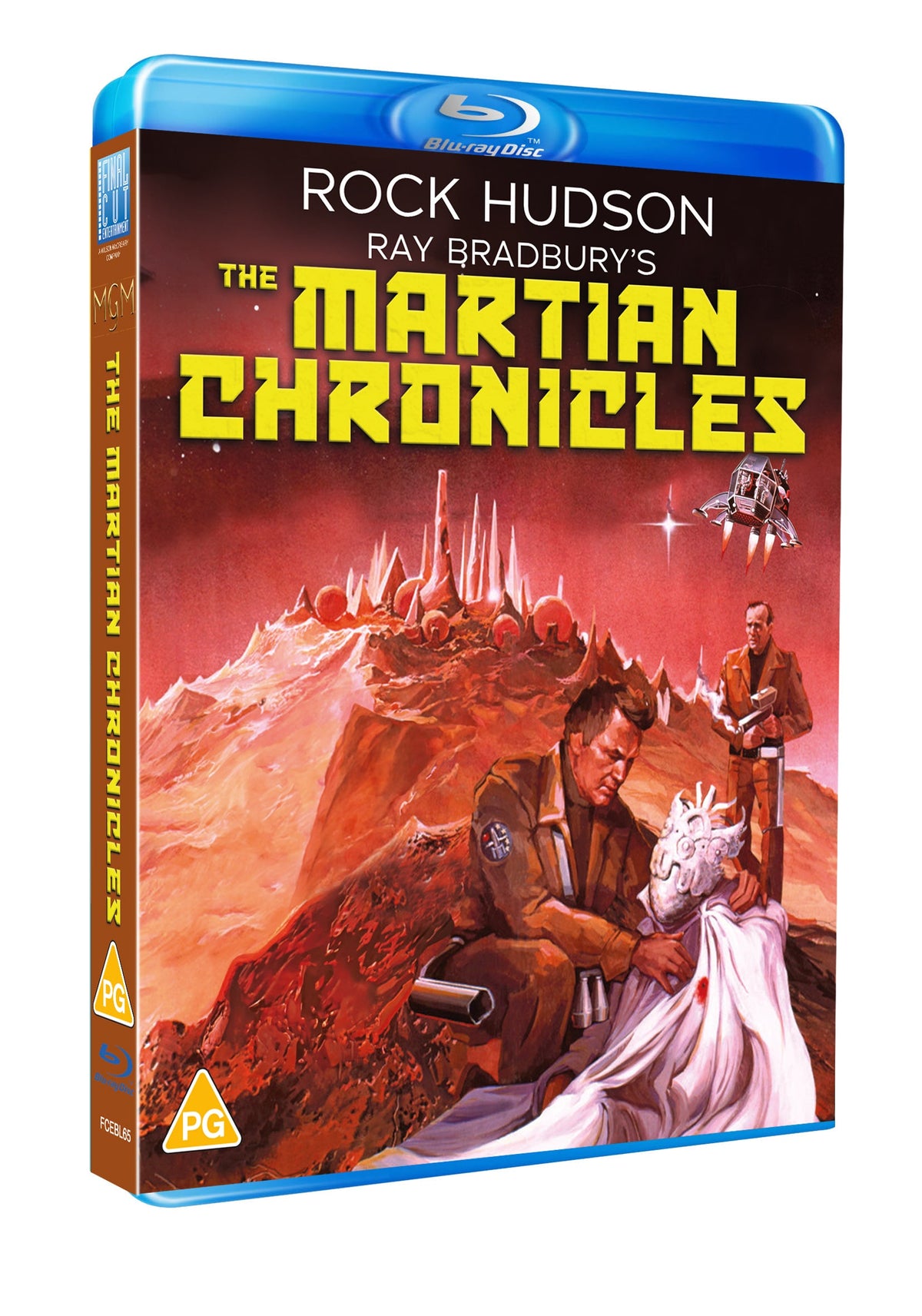 Blu-ray cover for Ray Bradbury’s “The Martian Chronicles” with a futuristic landscape.