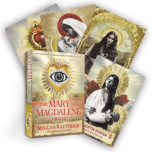 Oracle card deck with images of Mary Magdalene and symbolic artwork.