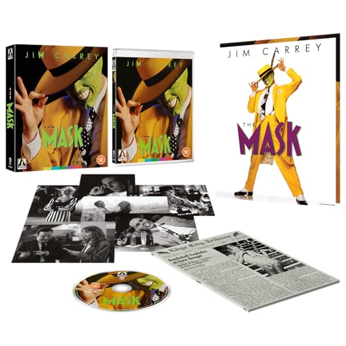 The Mask" Blu-ray case with Jim Carrey as The Mask and bonus images.