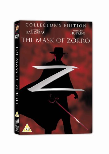 DVD cover for "The Mask of Zorro" featuring Zorro in silhouette.