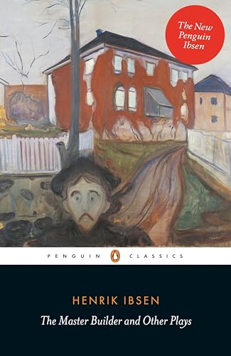 Book cover featuring a distressed face and red houses, Henrik Ibsen plays.