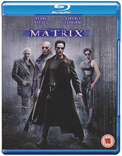 The Matrix" Blu-ray cover featuring Keanu Reeves, Laurence Fishburne, and others.