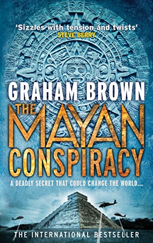 Book cover: "The Mayan Conspiracy" with Mayan calendar and pyramid imagery.