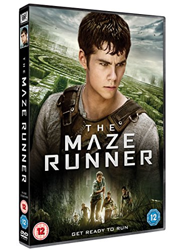 DVD cover for "The Maze Runner" featuring a young man and a maze.
