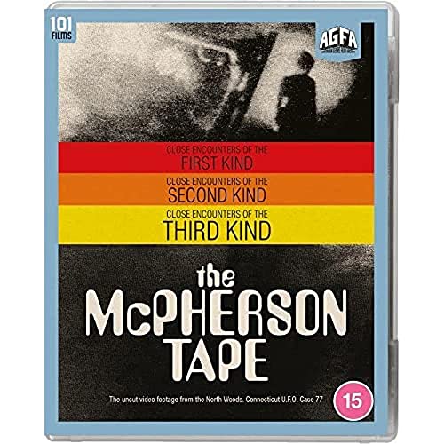 Blu-ray cover for The McPherson Tape featuring a grainy black and white alien image.