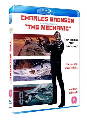 Blu-ray cover for The Mechanic featuring Charles Bronson and action scenes.