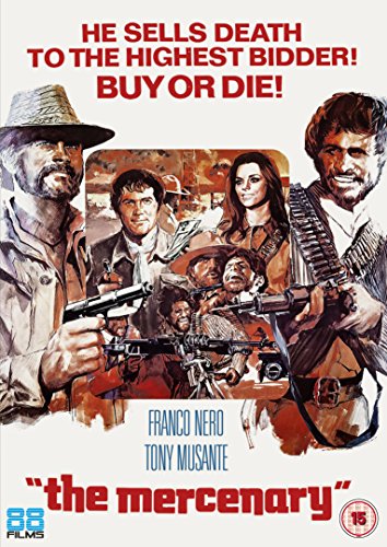 DVD cover art for The Mercenary featuring illustrations of armed men and a woman.