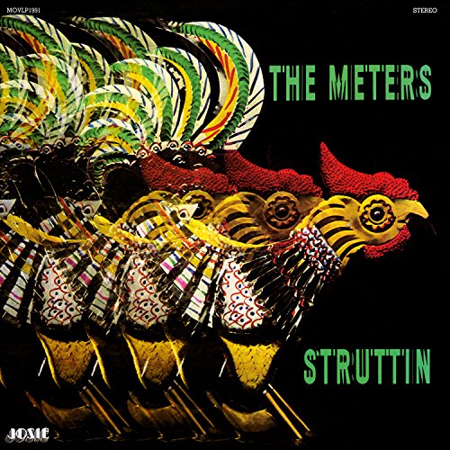 Album cover for The Meters’ “Struttin’” featuring a colorful rooster design.