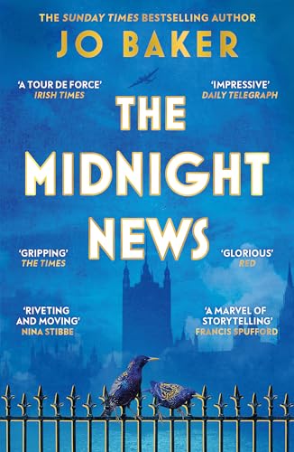 Book cover: "The Midnight News" with magpies, Big Ben, and blue sky.