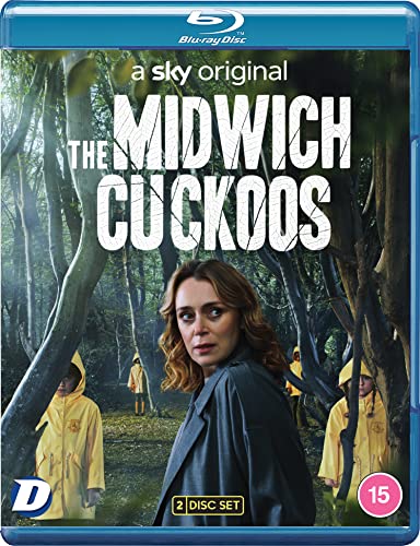 Blu-ray cover for "The Midwich Cuckoos" featuring a woman and children in a forest.