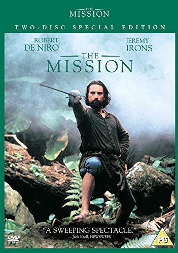 DVD cover for "The Mission" featuring Robert De Niro and Jeremy Irons.
