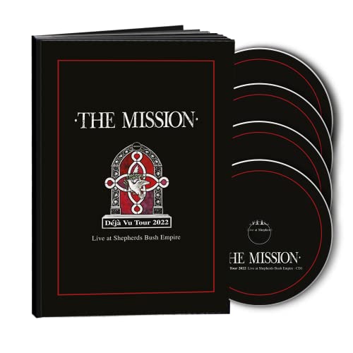 Black photobook with "The Mission" logo and four accompanying CDs.