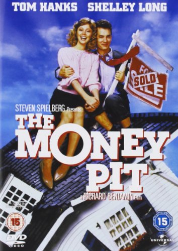 The Money Pit" DVD cover featuring Tom Hanks and Shelley Long on a roof.