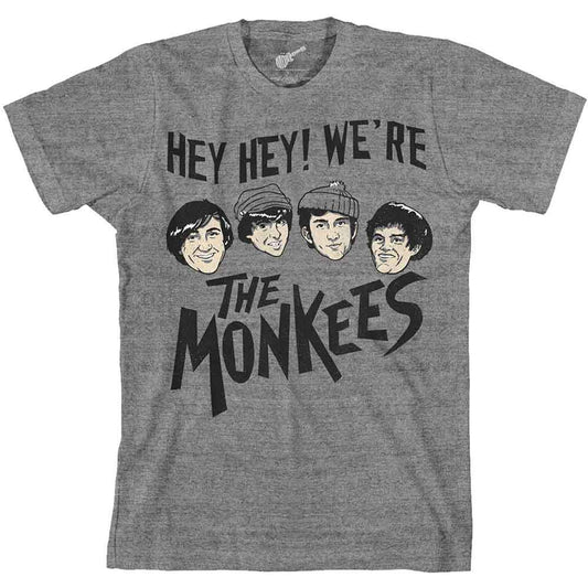Grey t-shirt with "The Monkees" band logo and portraits.