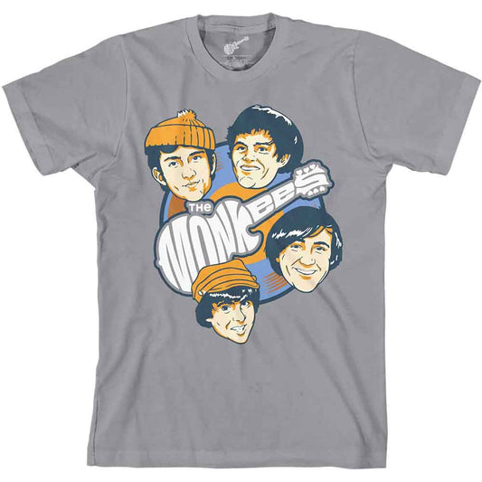 Grey t-shirt with cartoon image of The Monkees and a guitar.