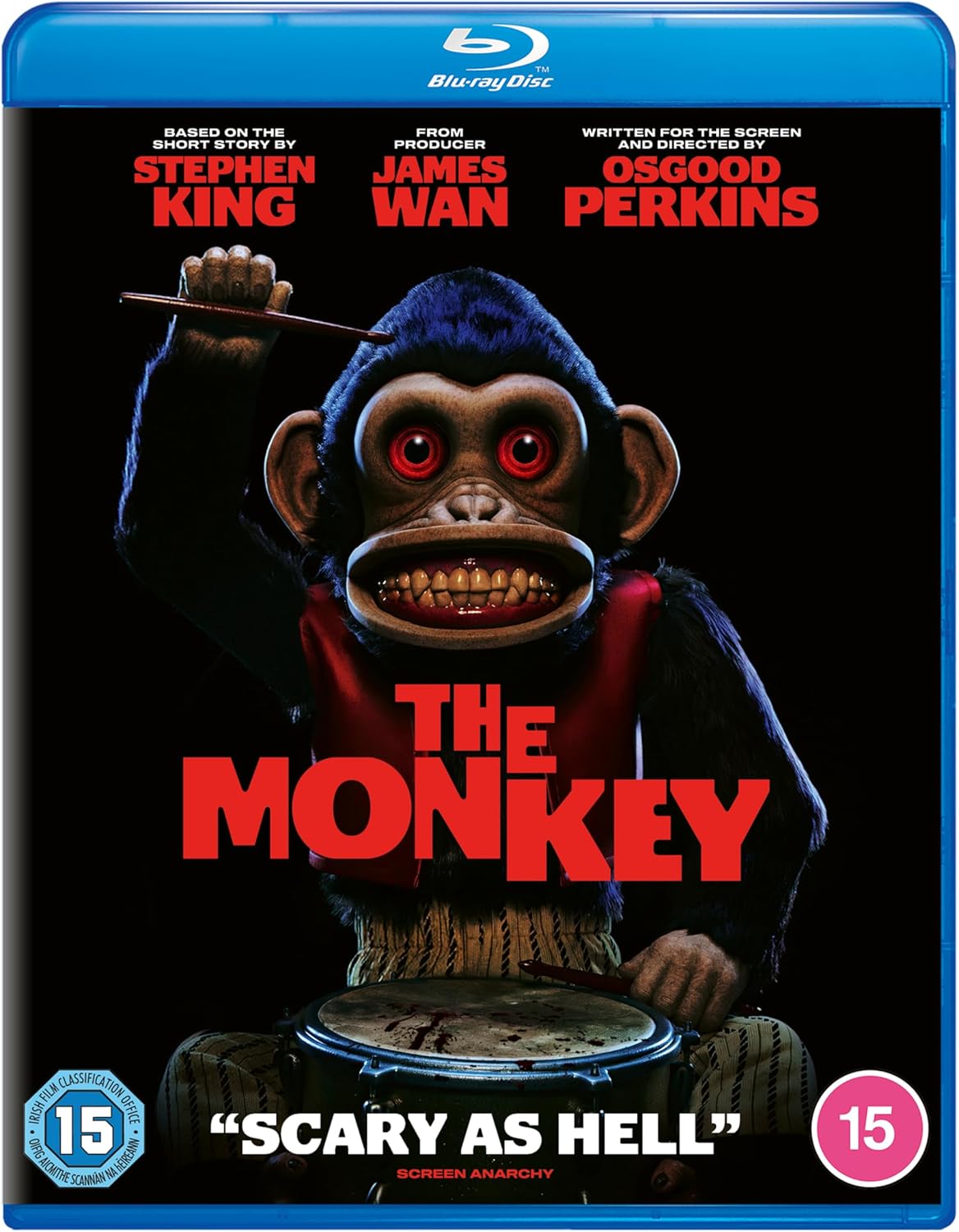 Blu-ray cover for "The Monkey" featuring a large, menacing monkey illustration.