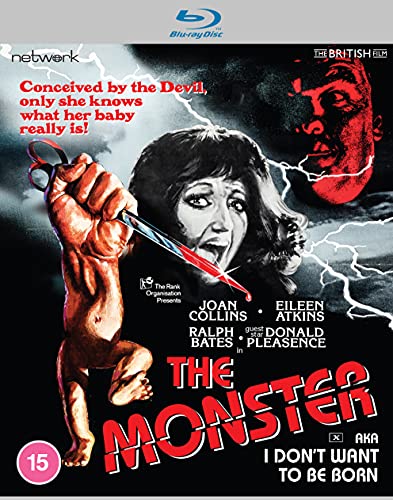 Blu-ray cover for "The Monster" featuring a distressed woman and a baby.
