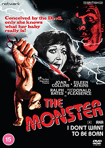 DVD cover for "The Monster" featuring a distressed woman and a baby.