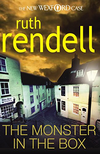 Book cover: dark street scene with houses, title “The Monster in the Box.”