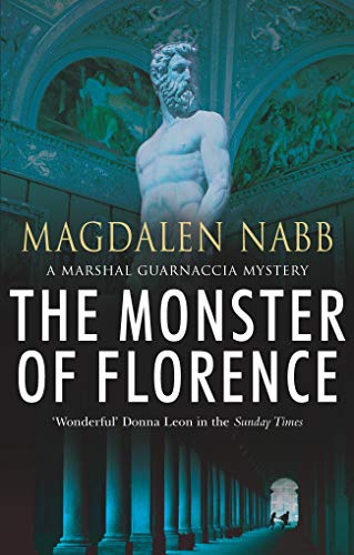 Book cover: statue, columns, and title "The Monster of Florence".
