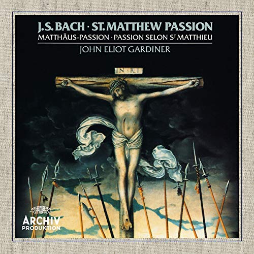 CD cover showing a painting of the crucifixion of Jesus surrounded by spears.