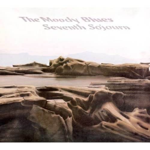 Album cover for The Moody Blues Seventh Sojourn featuring a rocky landscape under sky.