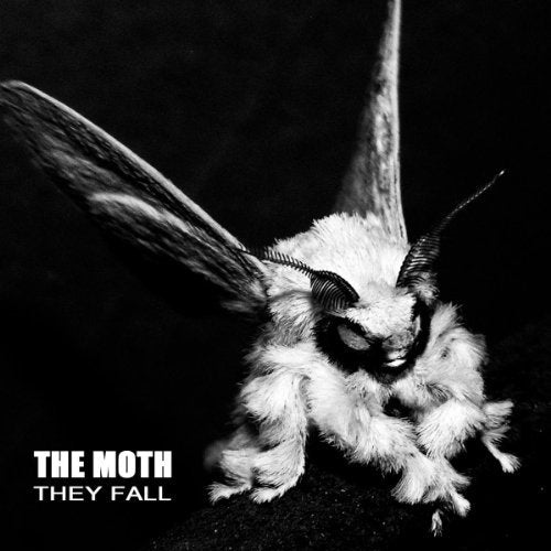 Black and white close-up of a moth with album title below.