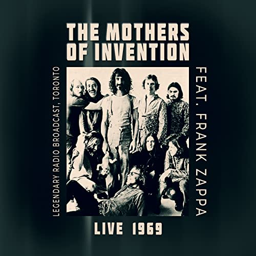 Black and white photo of The Mothers of Invention, live 1969.