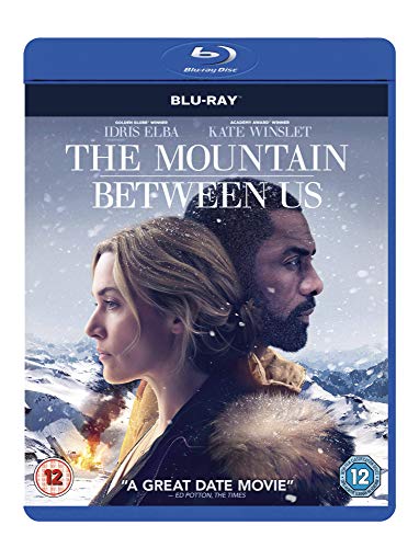 Blu-ray cover for The Mountain Between Us featuring Idris Elba and Kate Winslet.
