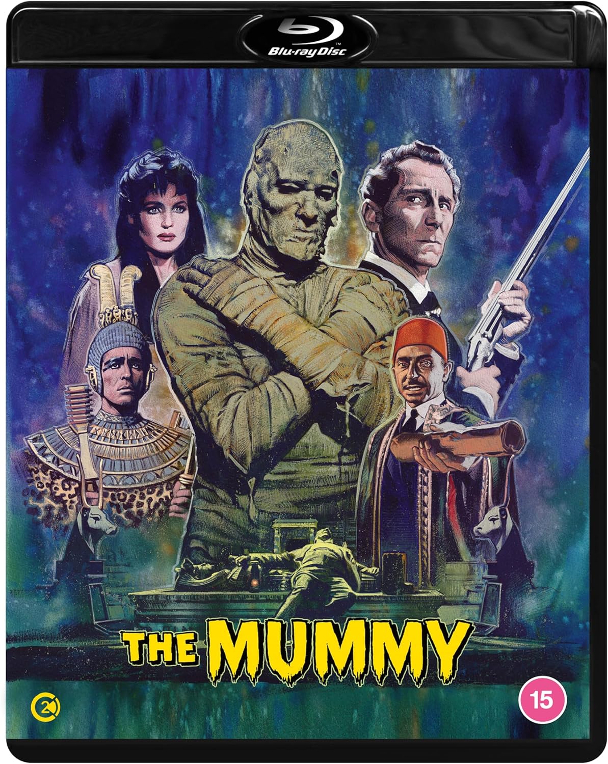 Blu-ray cover for "The Mummy" featuring a mummy and film characters.