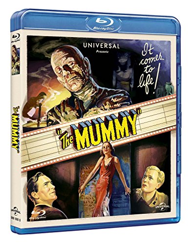 Blu-ray cover for "The Mummy" featuring a mummy and film characters.