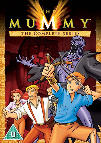 DVD cover art for The Mummy animated series featuring characters and a purple monster.