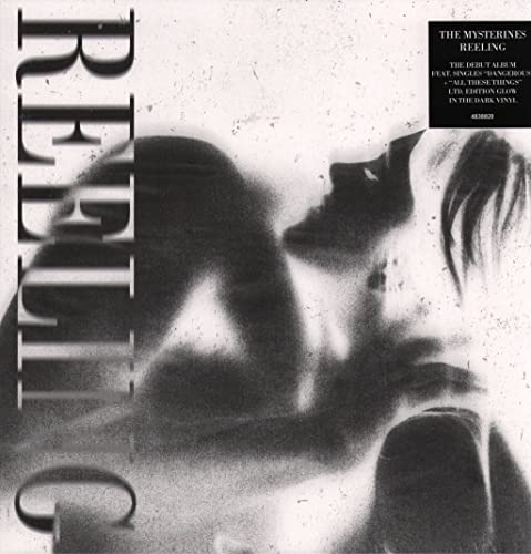 Black and white album cover for The Mysterines’ “Reeling” featuring a face.