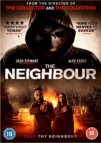 DVD cover art featuring a masked figure above a man and woman near fire.