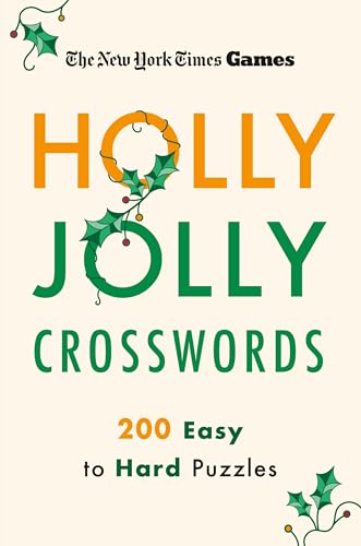 Book cover with festive lettering reading "Holly Jolly Crosswords.